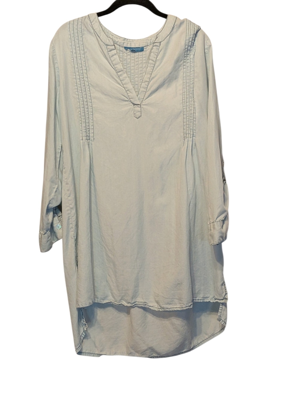 blue island Light Blue Pintuck V-Neck Tunic